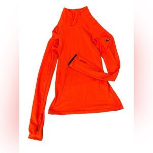 Nike orange and black Dri-Fit quarter zip long sleeve top #athleticwear